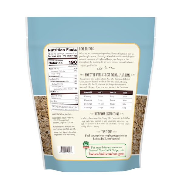 Bob's Red Mill Old Fashioned Regular Rolled Oats 32 oz. Bag, PK4